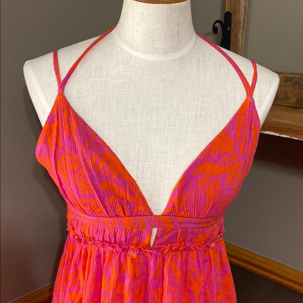 PQ swim pink & orange DEL Daphne mini dress swim suit coverup size M/L - Picture 5 of 13